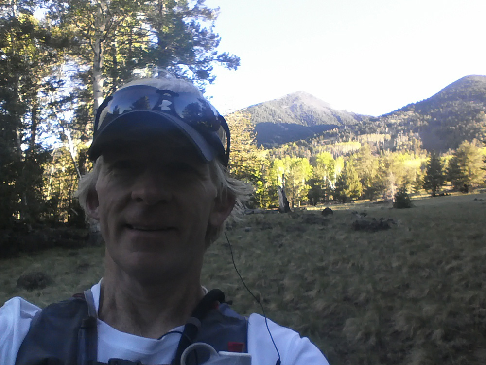 Early in the morning on Kachina.  Within a few hours we'll be running up Humphreys Peak behind the peak behind me.