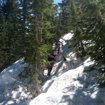 Andy moving through the snow between Doyle and Fremont on Weatherford Trail