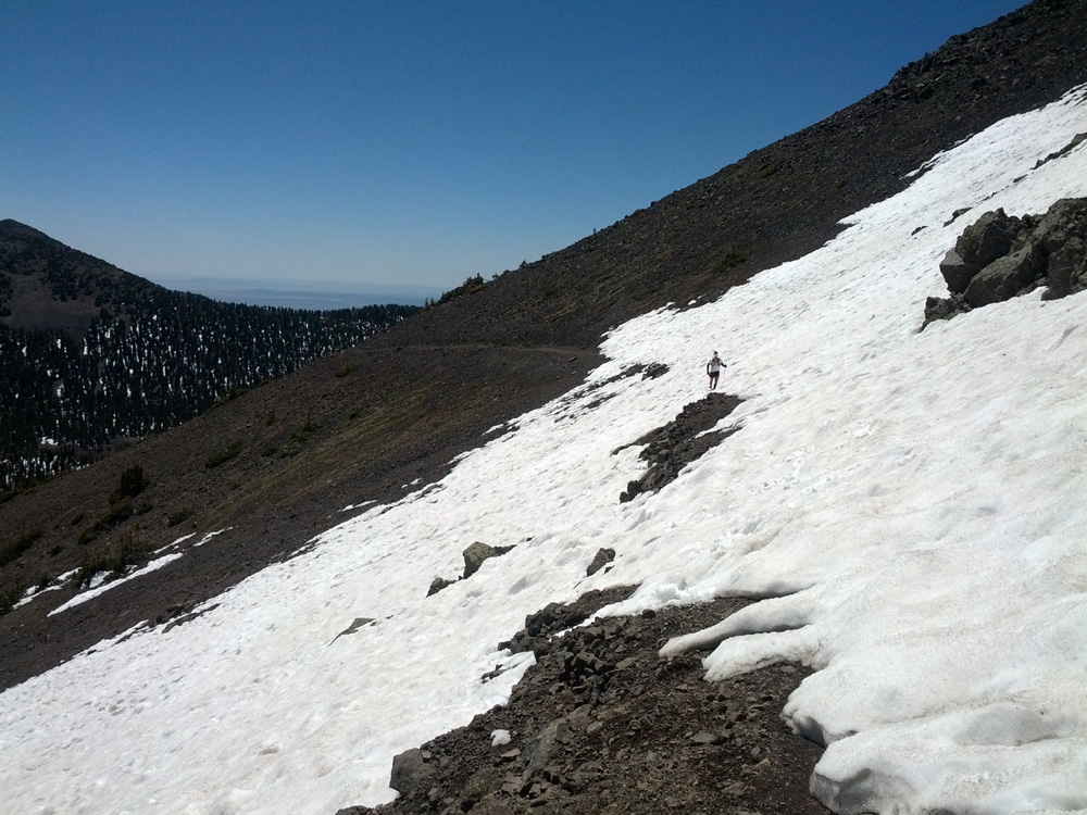 Andy traversing toward Agassiz Peak.  This was not a fun area.